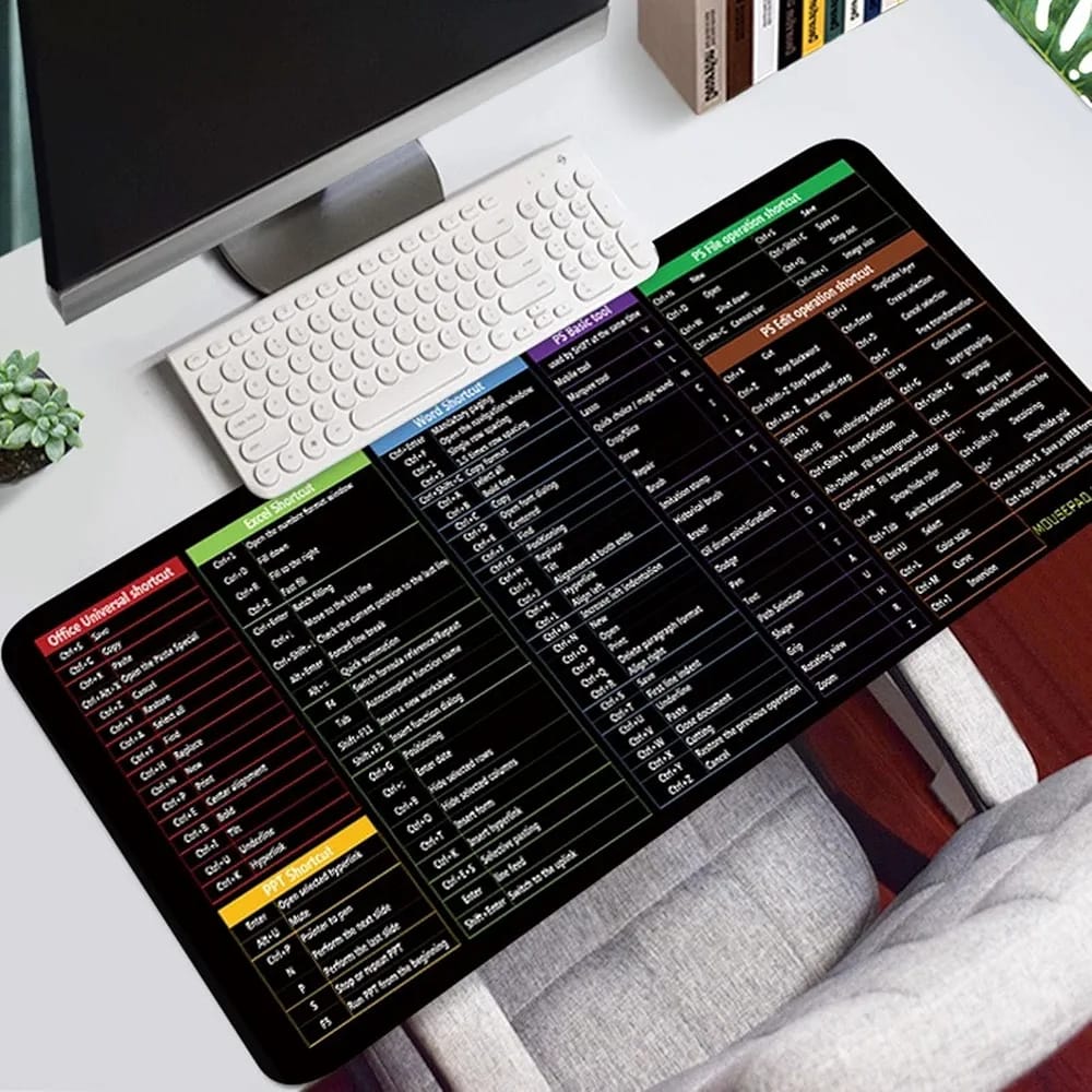 1pc Computer Function Shortcut Key Mouse Pad, Non-slip Mouse Pad, Large Thickened Keyboard Table Mat, 30*80*2cm/11.8*31.5*0.78in