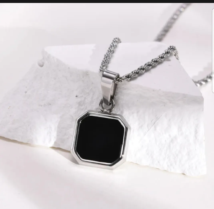 "Stainless Steel Cube, Rectangle & Square Neck Chains Necklace: Modern Accessories for Boys & Girls - Elevate Your Style!"