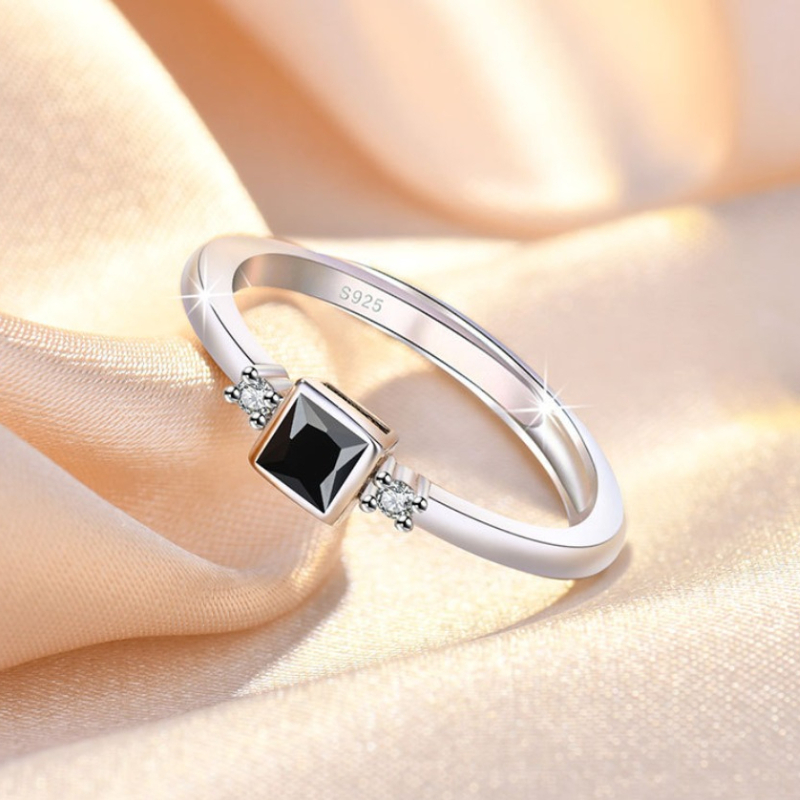 925 Sterling Silver Zircon Adjustable Engagement Rings For Women Wedding Elegant Jewelry Ladies Accessories  R007