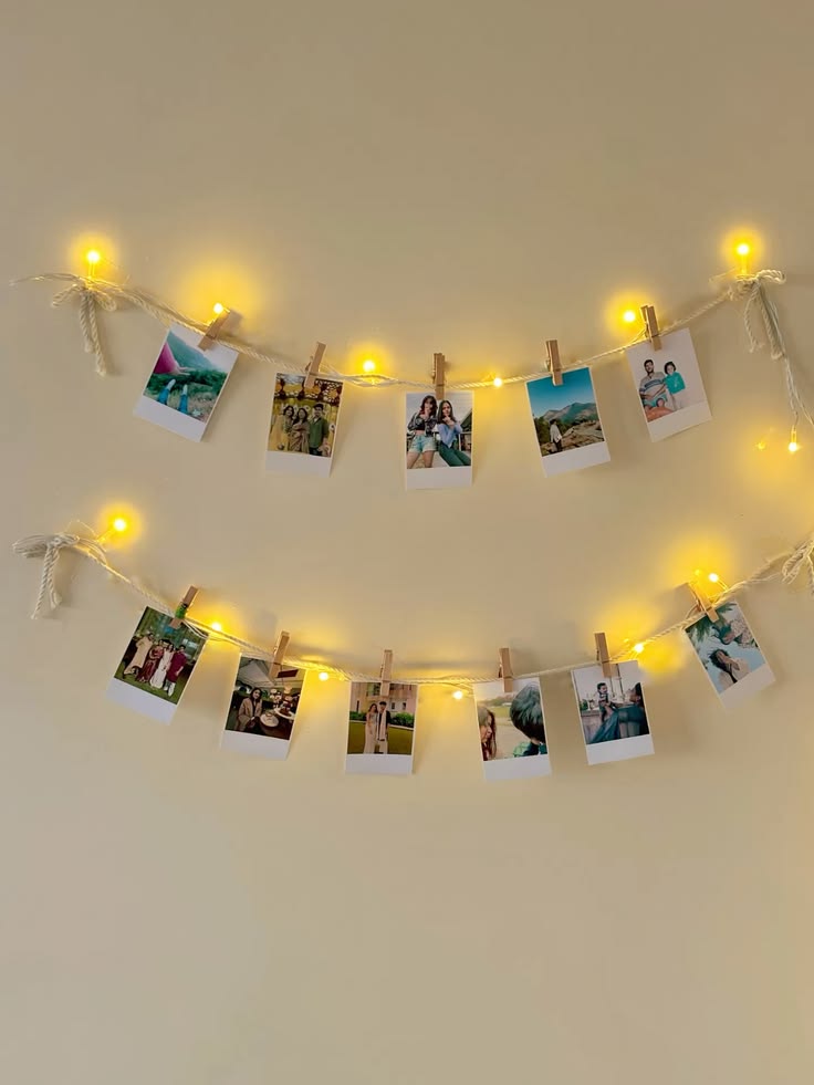 18 Polaroid pictures with fairy light & clips for room decor | 18 Polaroids + 1 Fairy Light + 18 acrylic clips (free stickers) | Perfect for home/room decor | Send pictures in chat after placing order