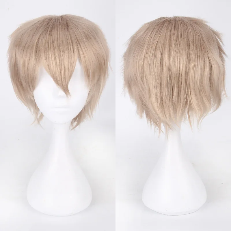 Men Women Synthetic Anime Cosplay Wig Short Straight Heat Resistant Multicolor Hair Costume Accessory