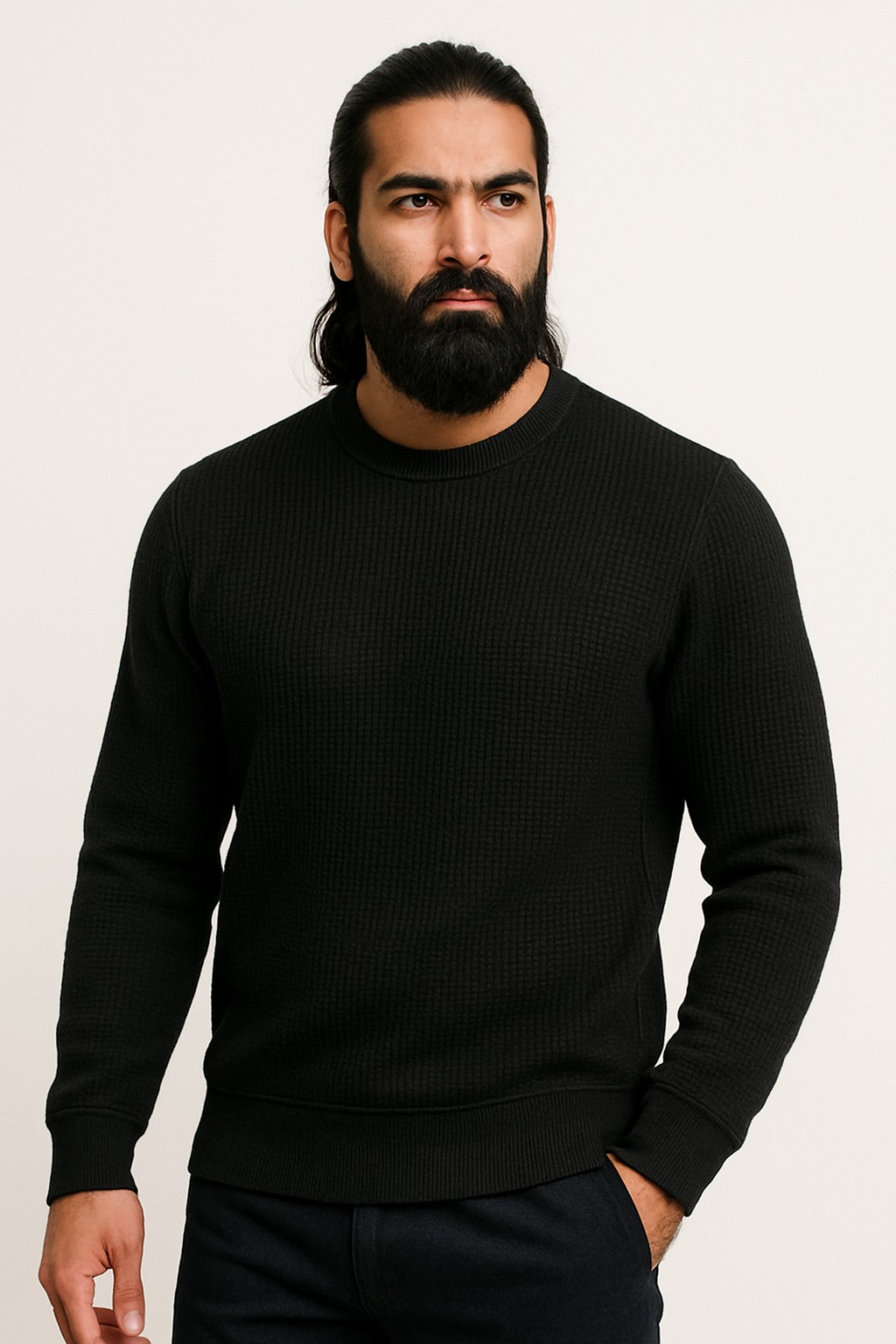 The Vintage Clothing Waffle Knit Textured Full Sleeves T-Shirt For Boys And Men - Sweatshirt For Men / Mens Sweatshirt - Knitted Tshirt For Men Tshirts For Men / Tshirts For Boys / Men's Tshirts / Boys Tshirts / Mens Winter Clothes / Winter Clothes For Me