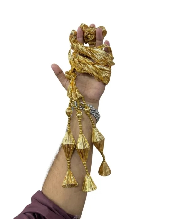 Traditional Punjabi Paranda for Women - Premium Gold & Silver Gota Hair Tassel with Latkan, Jhumka & Mirror Work | Bridal Mehndi, Mayon, Wedding & Festive Hair Accessory Braiding Ponytail Dori (Pack of 1)