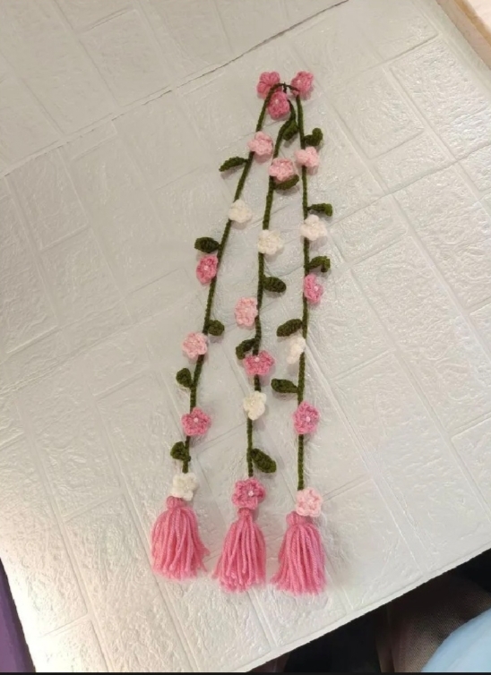 Handmade Crochet Paranda - Aesthetic Floral Hair Accessory & Braid Charm