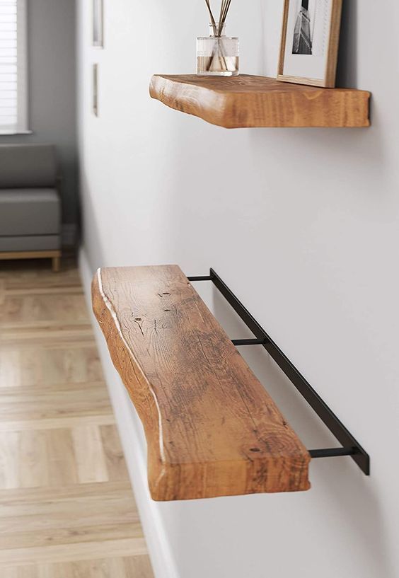 Premium Live Edge Wall Shelf Sheesham Wood | Handmade Floating Wooden Shelf | Rustic Home Décor | Natural Solid Wood Shelf for Living Room, Bedroom & Office Wall Decoration