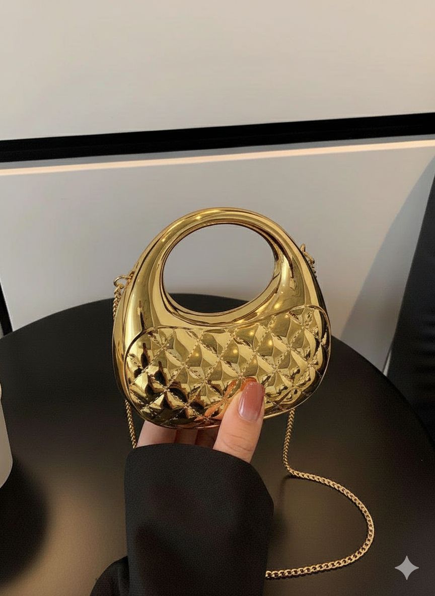 Trendy Acrylic Moon Shaped Base Box Mini Clutch for Girls | Luxury Oval Bow, Heart, Shell, Flower Shape Evening Handbag | Eid Festival, Party, Wedding & Formal Fashion Bag(Perfect Gift For Her)