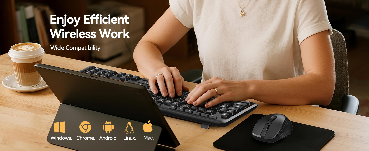 Redragon BS-7367B Wireless Keyboard and Mouse Combo Membrane Basic Mouse and Keyboard 2.4G Full-Sized with 5 Level DPI Adjustable 22 Sc141f418d7d34a56a1c33778b72d7ce2m