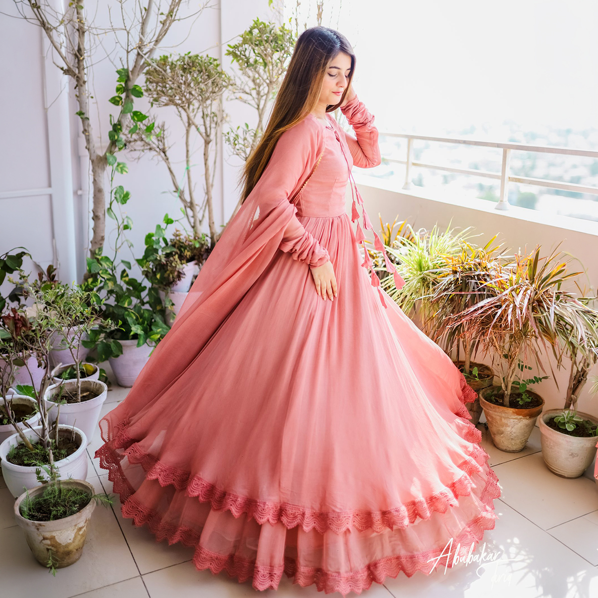 Dealistaan Fancy Flair 3-Piece Stitched Long Frock for Women - Heavy Embroidered Wedding & Party Wear Frock Set with Dupatta & Trouser - Top Trending Girls Formal Maxi