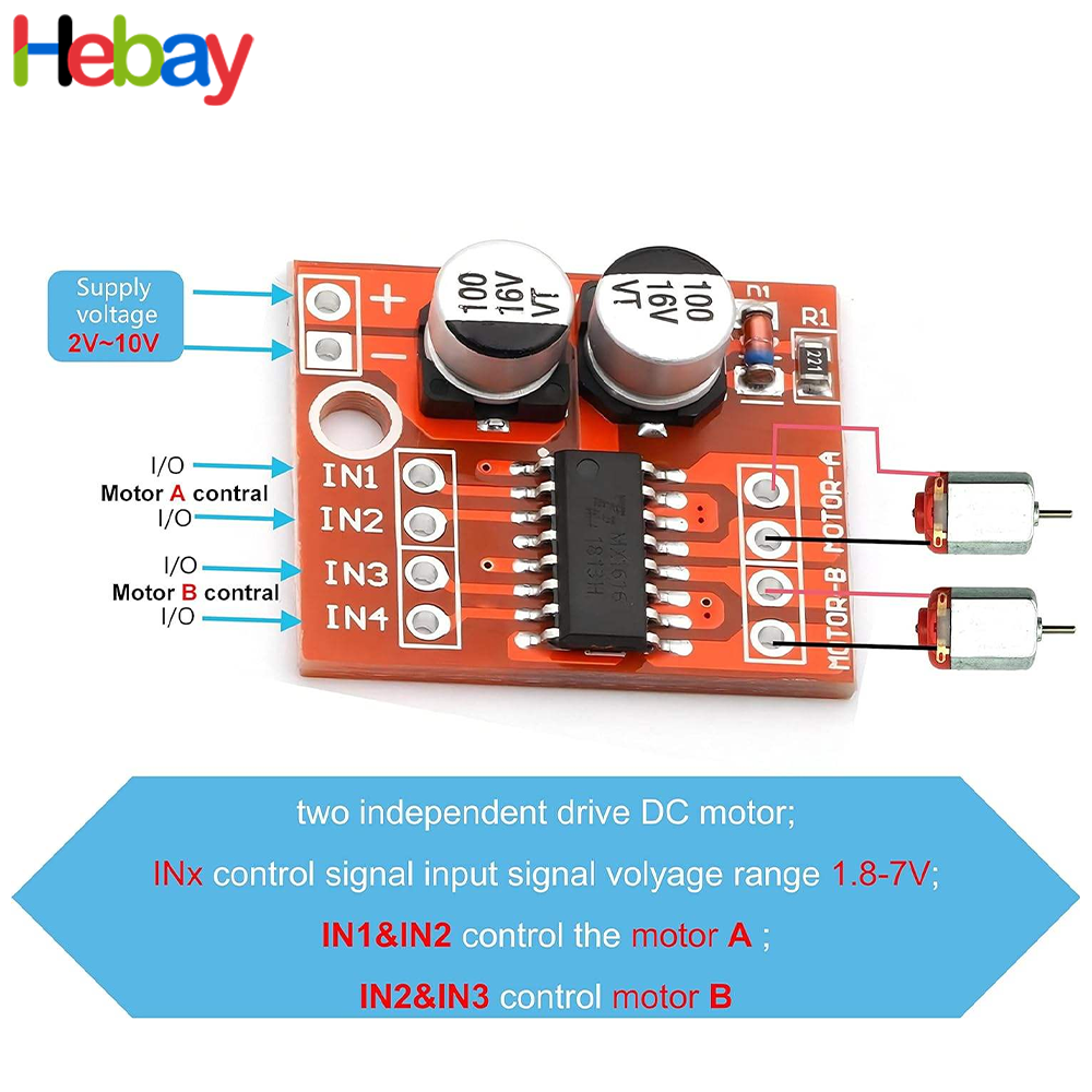 MX1508 DC Motor Driver Module Dual H-Bridge Motor Controller Board for Arduino Smart Car Robot DIY Electronics Projects PWM Speed Control