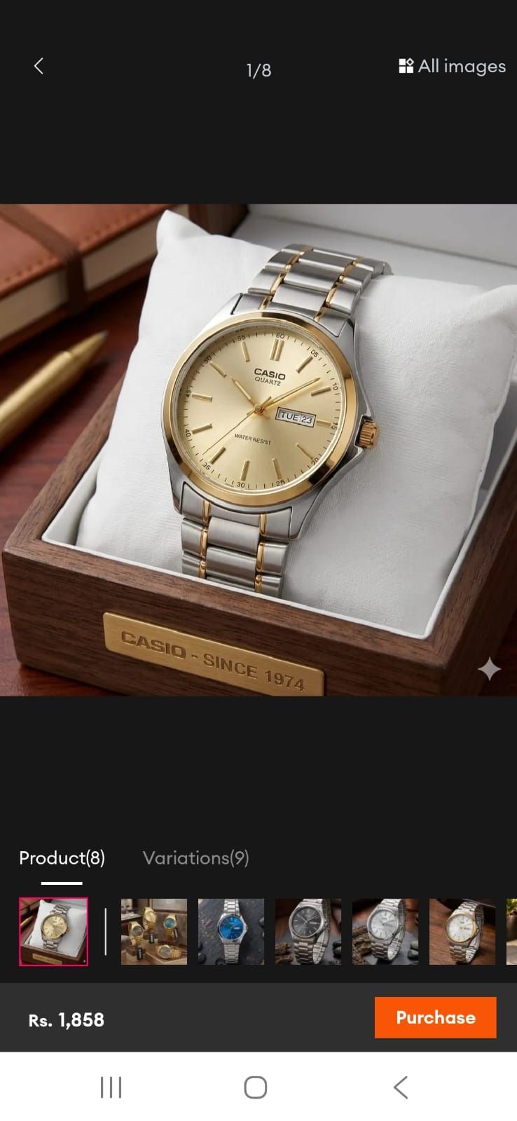 original  Casio watch full stillness steel watch and date din kae sath and Free box 🎁☑️ beautiful and sweet watch