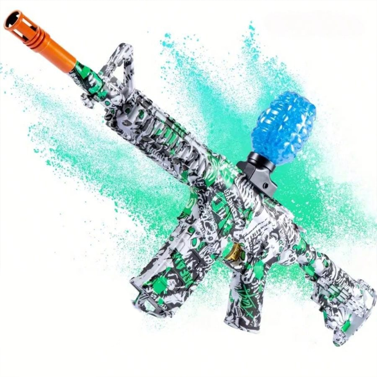 M416 Electric Ball Blaster Gun Toy Set with Goggles, Strong Power Gel Blaster Gun Toy, Rechargeable & Reusable, Automatic Gel Burst Outdoor Team Up Game Toy Graffiti Skin for Pubg or Fortnite Fan Perfect for Summer Play Pool Party or Birthday Gift For Boy