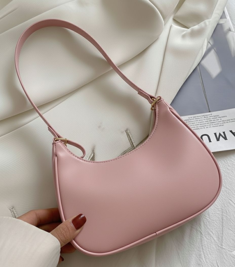 Korean Style Solid Multicolor Color Shoulder Bag for Women | Elegant Underarm Hobo Clutch | Casual Trendy Crescent Purse For Women