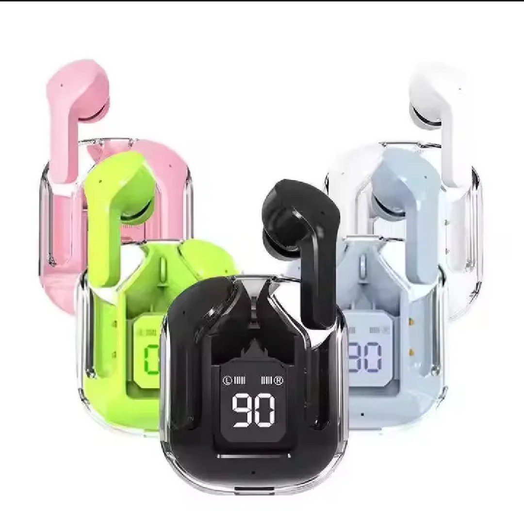 Air 31 Wireless Earbuds – Transparent Crystal Case with LED Display, Bluetooth 5.3, Heavy Bass