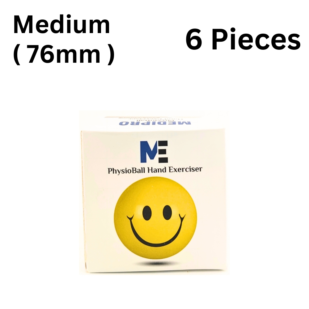 Hand Exercise Physio Ball Smiley Face Soft Grip Stress Relief Ball with Box 63mm 76mm Size 1 to 6 Pcs for Finger Training Hand Grip Strength Relaxation Dexterity Practice for Home Office Study School Educational Learning Science & Fitness Activity Medipro