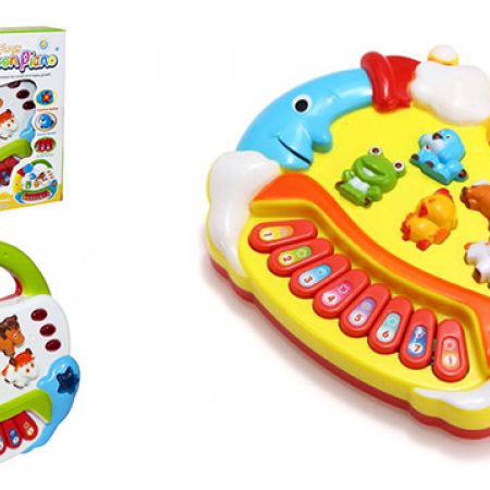SUPER TOY Plastic Musical Piano Toy with Animal Sound for Kids (Multicolor) (Without Battery)
