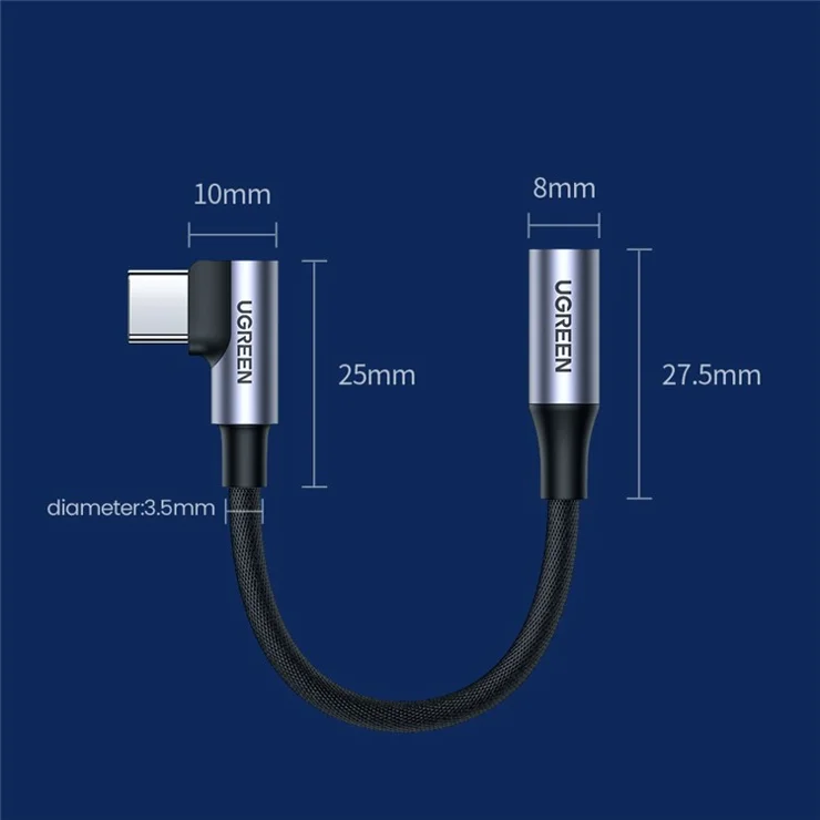 UGREEN Lott Type C to 3.5mm Audio Adapter Cable for Xiaomi, OnePlus, , Vivo , Oppo, universal compatibly For All Mobiles