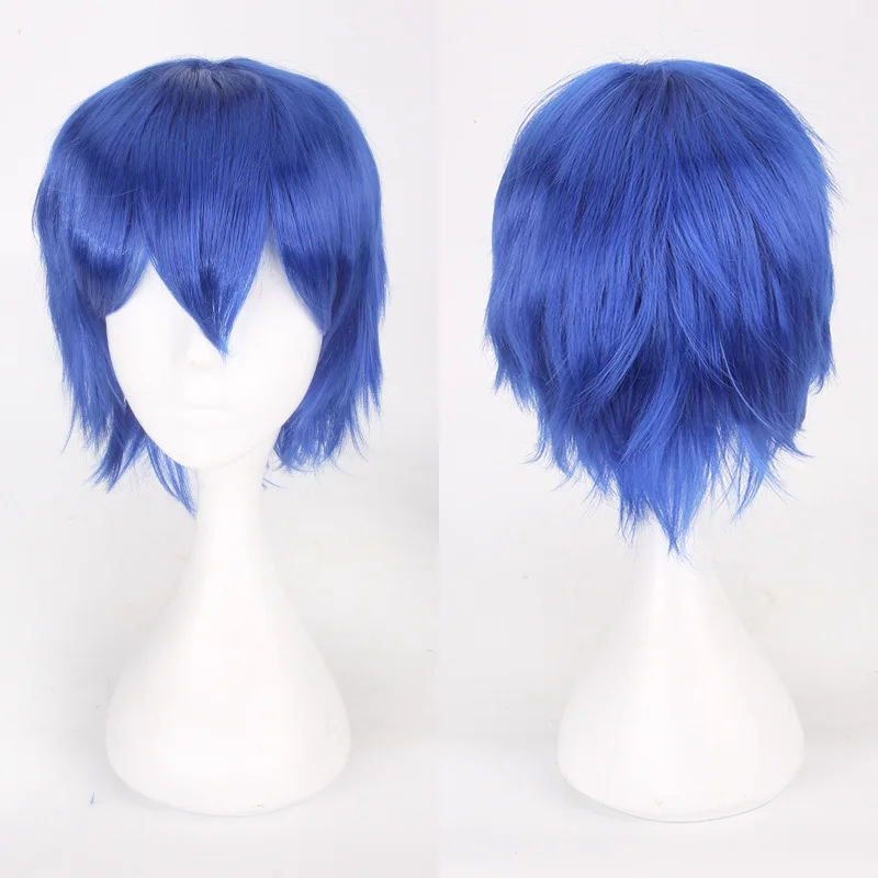 Men Women Synthetic Anime Cosplay Wig Short Straight Heat Resistant Multicolor Hair Costume Accessory