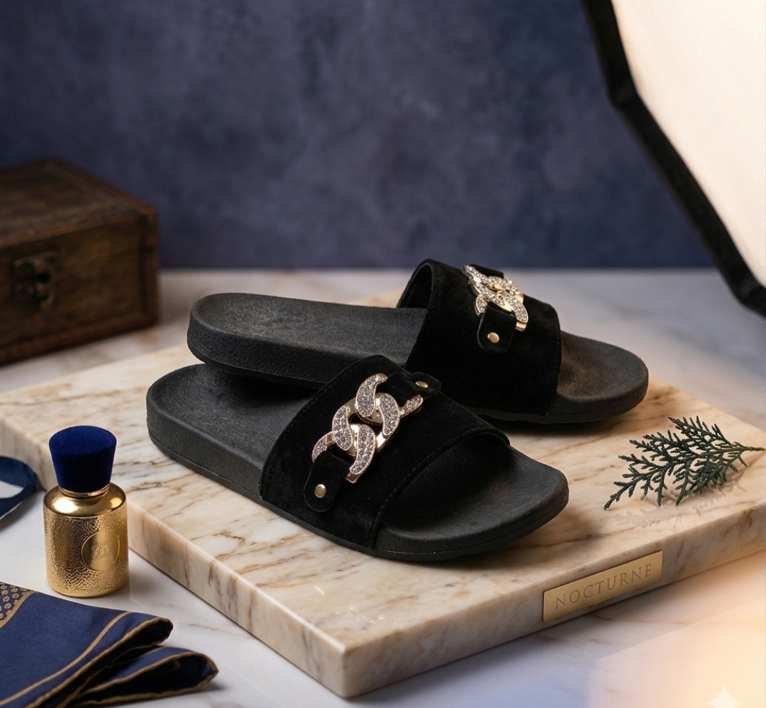 New Stylish Slippers for Ladies - Metal Stud Casual Soft Slippers, Slip-On Design