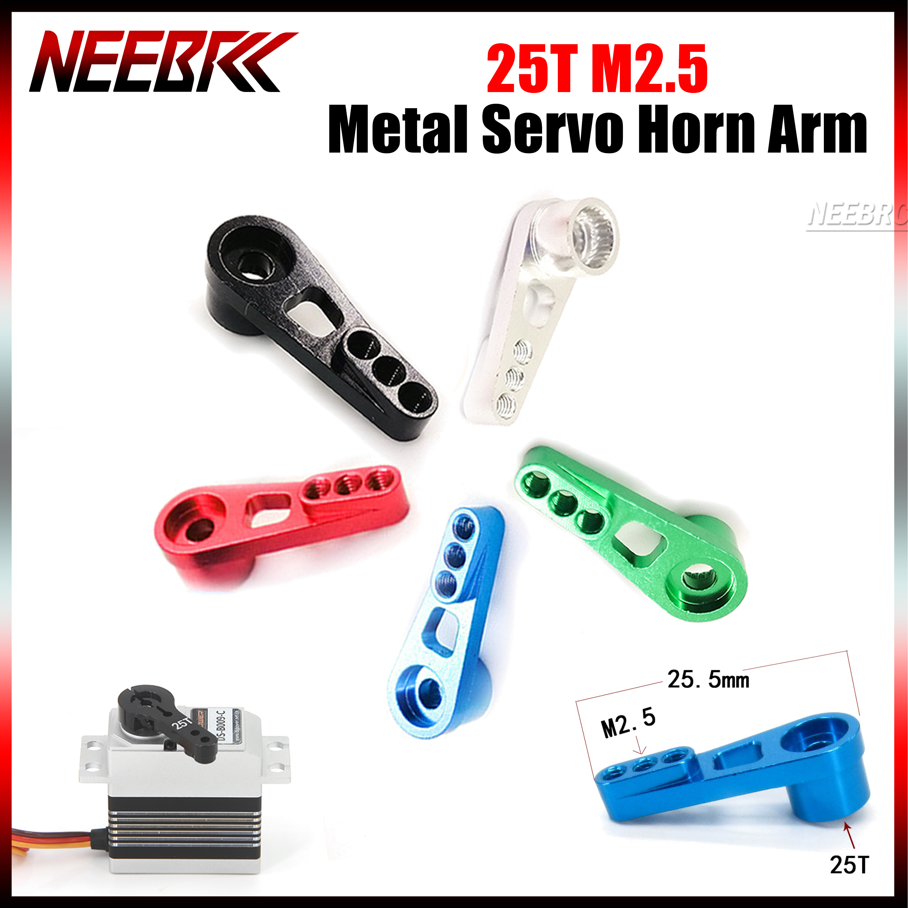 25T M2.5 Servo Metal Horn Arm for RC Car Wltoys MN78 MN82 MN168 MN99S WPLD12 B36 C74 C74-1 C54 Upgraded Servo Toy Accessories