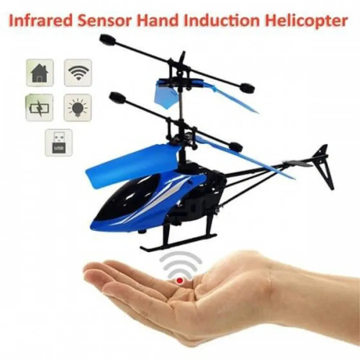 Hand Induction Control Flying Helicopter Toy with Infrared Sensor, USB Charger and Flashing Light for Kids