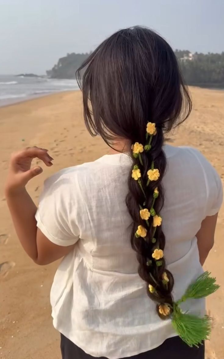 CROCHET BEAUTIFUL FLOWER HAIR BRAID TASSELS -HANDMADE CROCHET PRANDA/PARANDA FOR GIRLS / HAIR ACCESSORIES / 16 to 17 INCHES -FASHION / urban crate