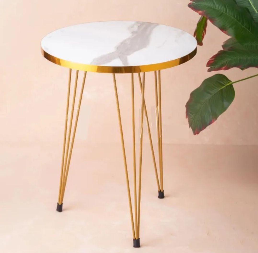 MDF Wood Round Coffee table With metal stand/Side table/ Nesting end table / round coffee table/coffee Table/ Table for Home decor ,living room and for bed side