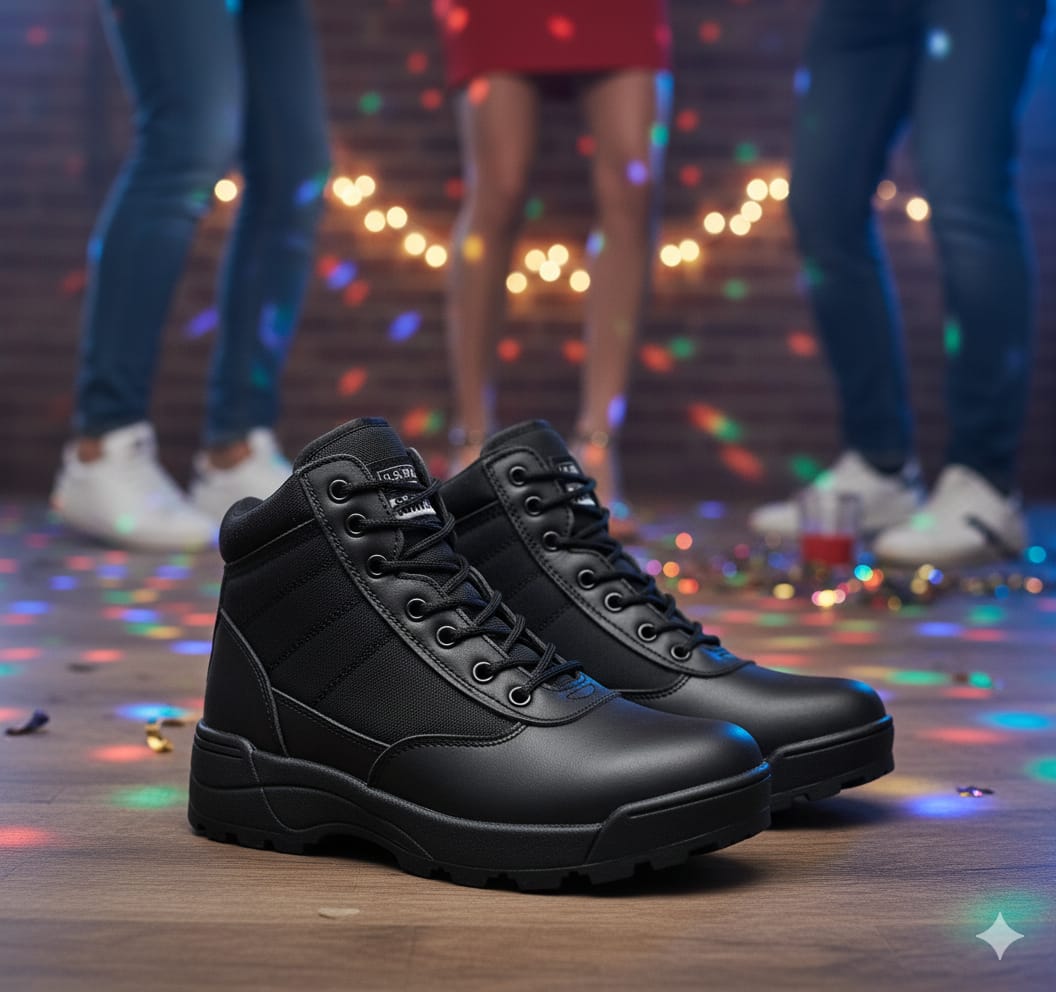 swat Work Men's Sublite Cushion Tactical Mid Cut Soft Toe Shoe Black Military Boot