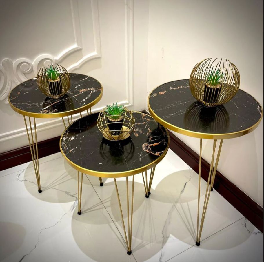 MDF Wood Round Coffee table With metal stand/Side table/ Nesting end table / round coffee table/coffee Table/ Table for Home decor ,living room and for bed side