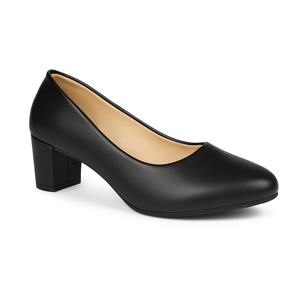 American Coat Shoes Block Heel Pumps for Women, Synthetic Leather