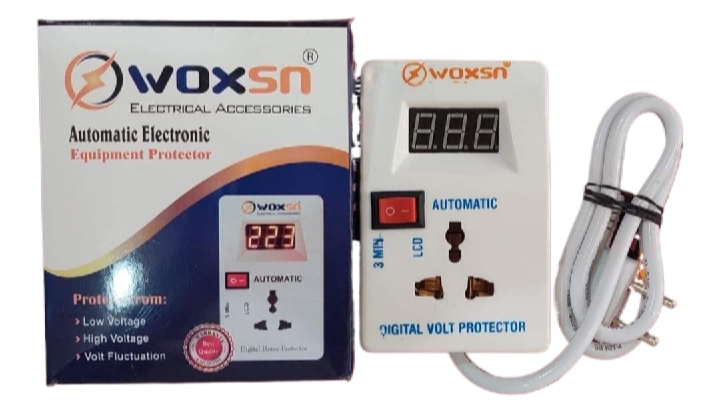 Woxsn Automatic Digital Power Protection, AC Voltage protector, Over & Under Volt power protection, For Fridge, Freezer, Mobile and laptop Charger, LED OR LCD, wifi and Camera devices and other electronics accessories, Muhafiz Switch