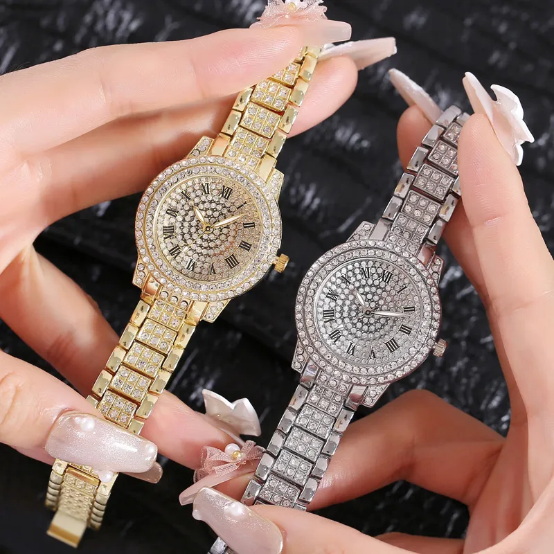 HOT DEAL NO1 Luxury Rhinestone Ladies Watch Gypsophila Quartz Watches Alloy Strap Crystal Watch Digtal Clock Wrist Watches