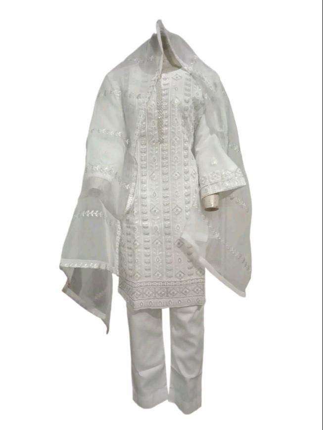 Woman Dress 3 Piece Women's Stitched Embroidery Suit