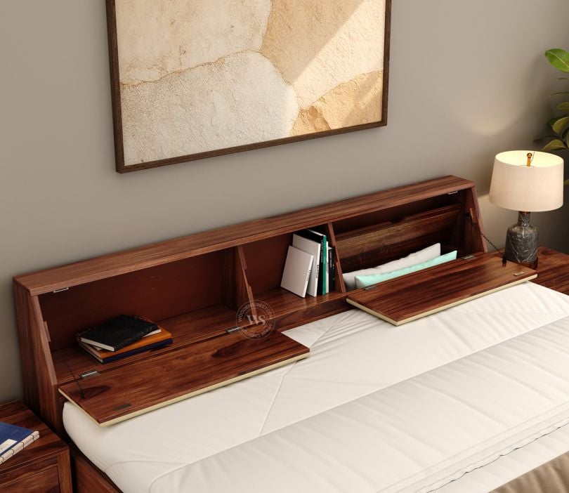 Walken Sheesham Wood Bed without Side Tables
