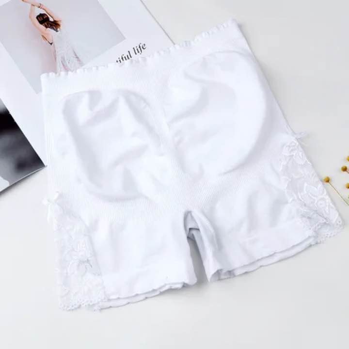 Women Bridal Side Lace Boxer Shorts Panty | Luxury Soft Net Lingerie | Mid Waist Anti-Chafing Safety Shorts | Stretchable Breathable Innerwear | Free Size (40–80 KG)