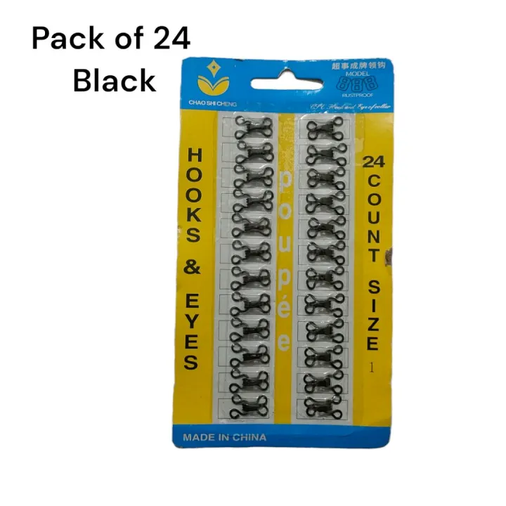 24Pcs 48Pcs - Metal Ladies Hook & Eye Fastener for Bra Corset Dress Collar Bag Wraps Quilt Overcoat Garment Accessories (Black and Silver)