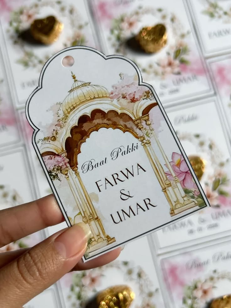 Customized Baat Pakki Chocolate Card | Personalized Engagement Favor Card | Nikkah Mubarak Gift Card | Wedding Return Gift | Ferrero Chocolate Card | Only Display Cards