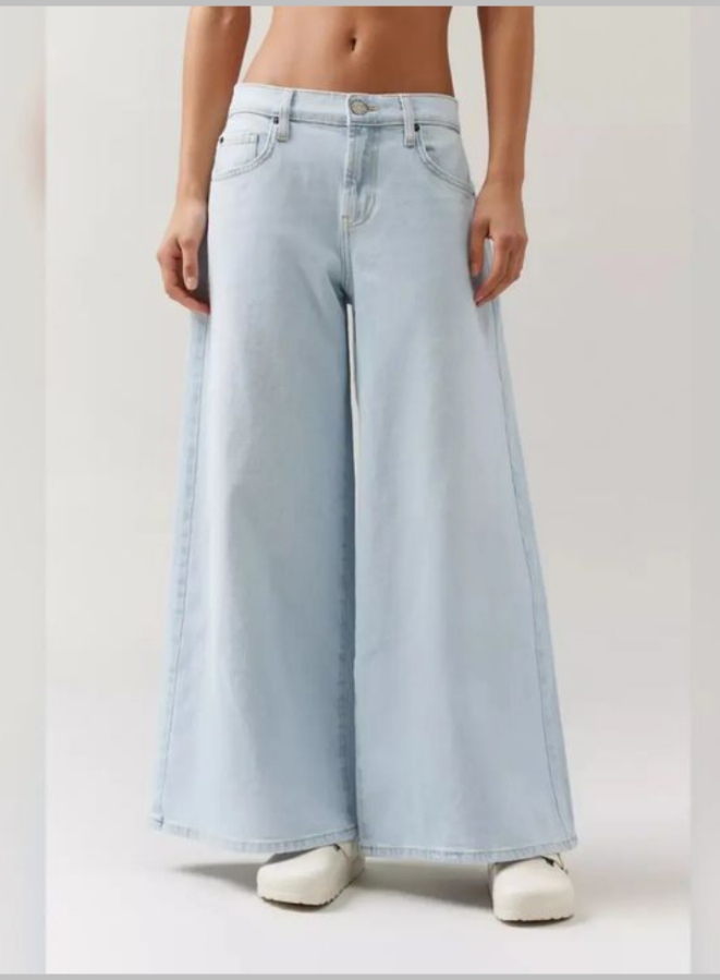 Ice Blue Color Export Quality High Waist Wide Leg Denim Jeans For Women VOGUE VISIONS