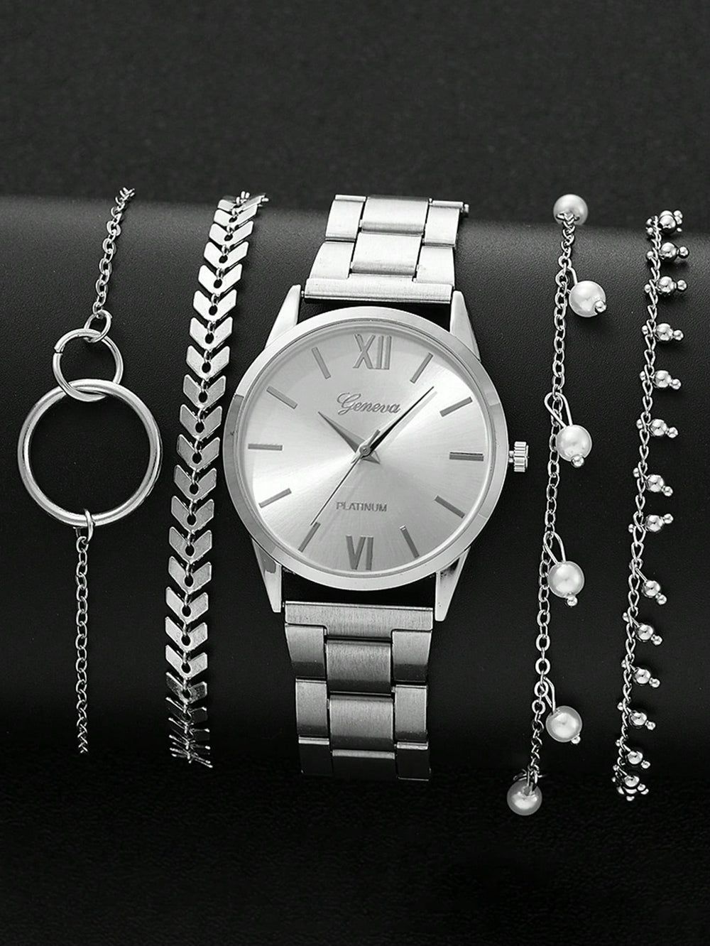 Watch - Fashion Square Watch Women Silver Watches Stainless Steel Band Quartz Wristwatches Ladies with bracelet set | Round watch | Rectangular Watch