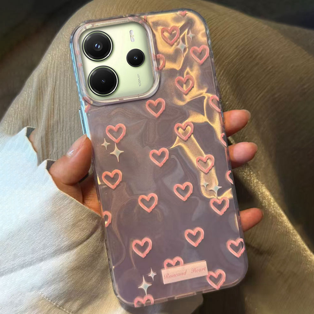 Pink Heart Love Women Girls Case For  Redmi Note 14 13 12 11 10 11S 10S 9 Pro 15 15C 14C 13C A3X A1 A2 A3 A4 9C 9A Cover