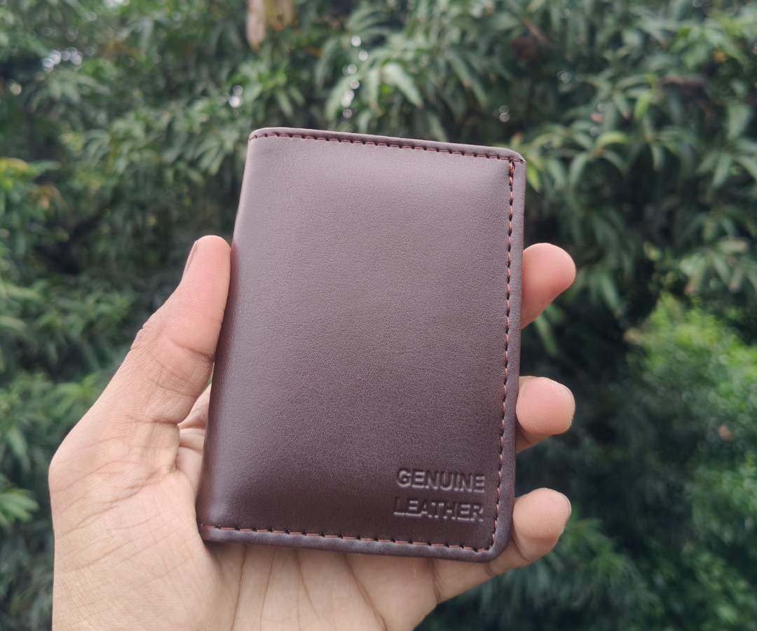 Genuine Leather Wallet for Men – 5 Compartments, Card Holder, Cash Organizer, Secure Button Closure
