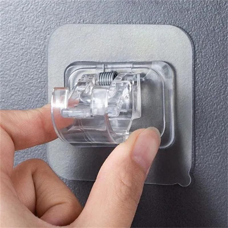 Pack of 2 Transparent PVC Adhesive Curtain Rod Hook