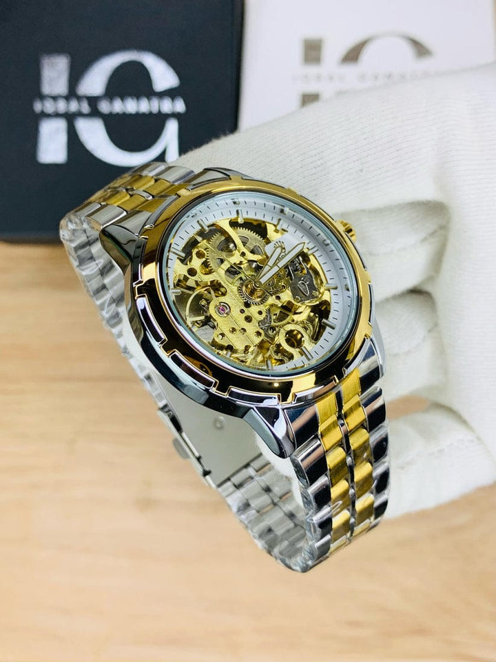 automatic skeleton mechanical tow ton waterproof male watches