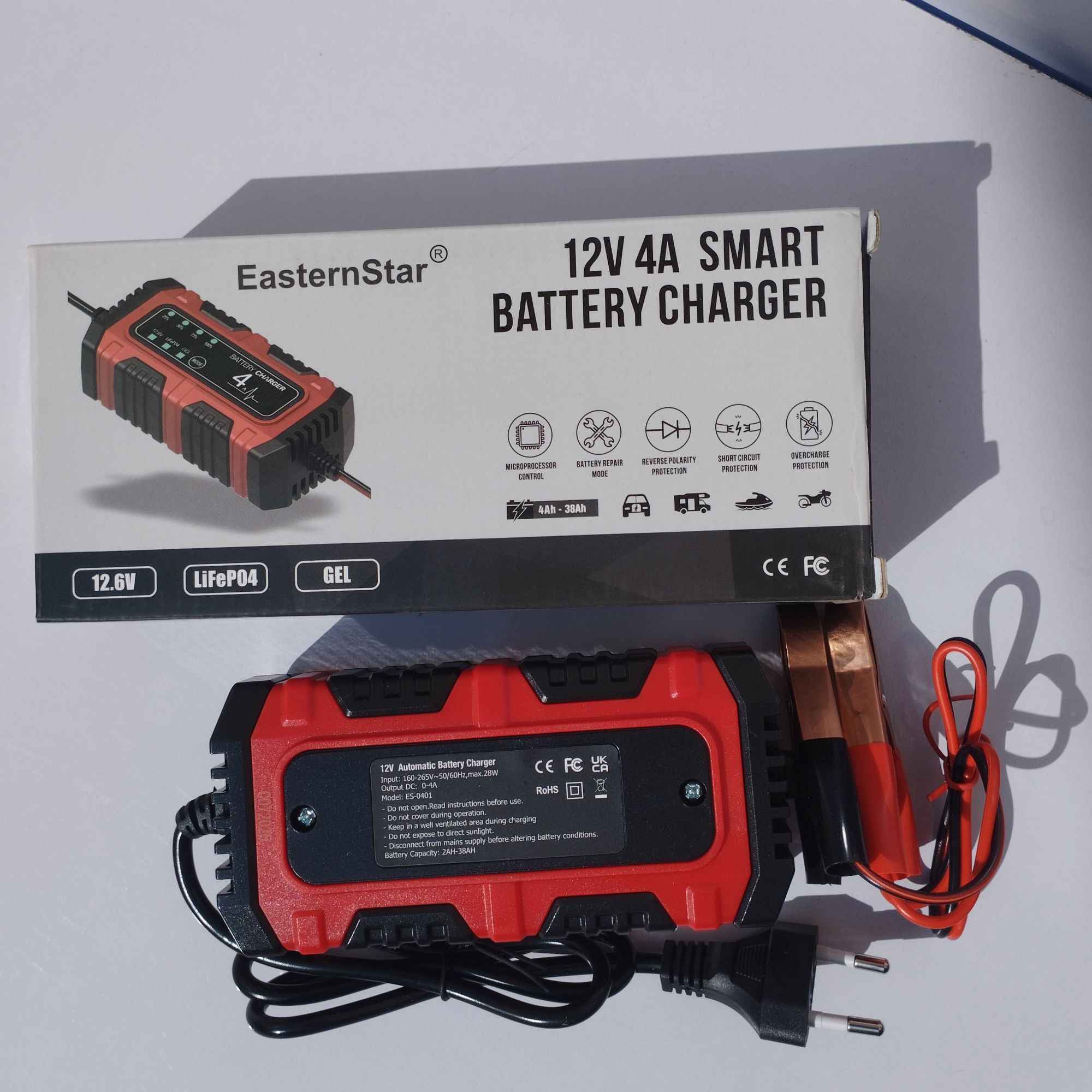 12V 4A Digital Universal Automatic Battery Charger For Car, motor cycle, DC Fan Battery Charger Support Lithium battery, Gel Battery Aced Battery, Dry Battery Automatic Cut Of on Full Charge