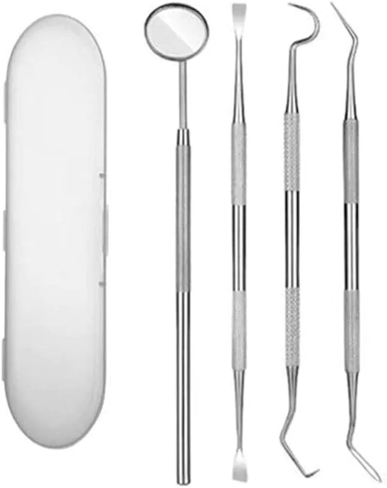 4 pack Plaque Remover for Teeth, Professional Dental Hygiene Cleaning Kit, Stainless Steel Tooth Scraper Plaque Tartar Cleaner, Dental Pick Scaler Oral Care Tools Set -