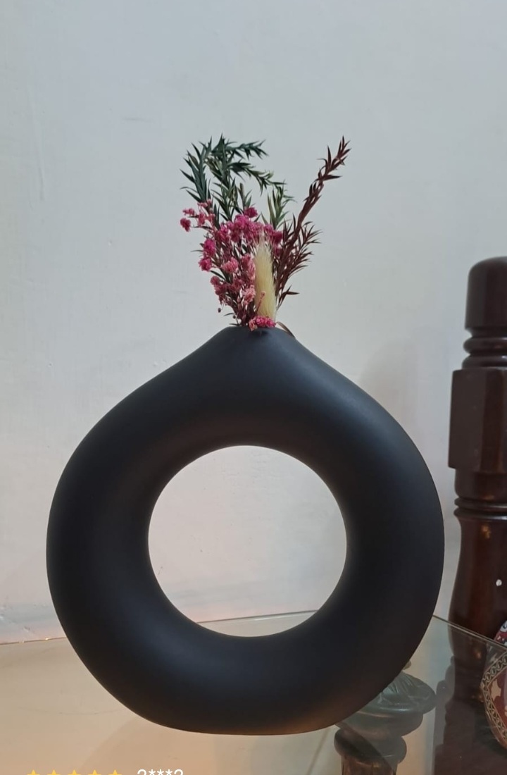 Donut Vase for Home Decor Minimalist Ceramic Living Room Decoration