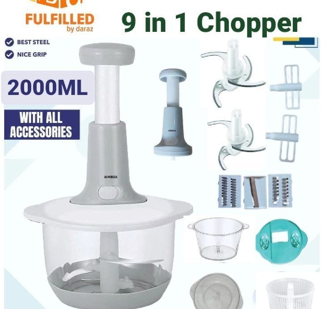 9-in-1 Vegetable Chopper, Cutter, Slicer & Grater - Multi-Function Kitchen Tool for Easy Food Preparation
