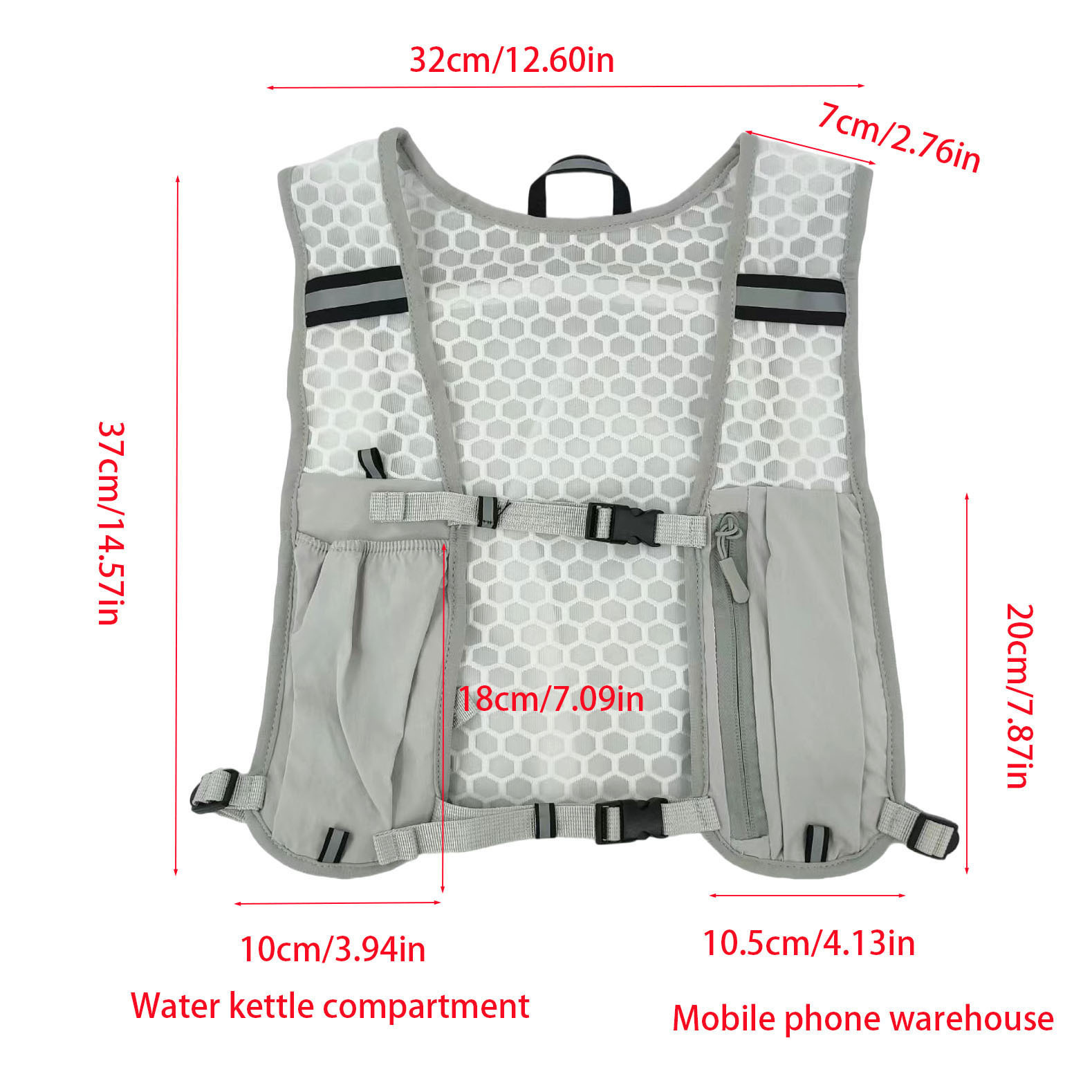Reflective Running Vest Hydration Pack with Phone Pocket Lightweight Cycling Gear