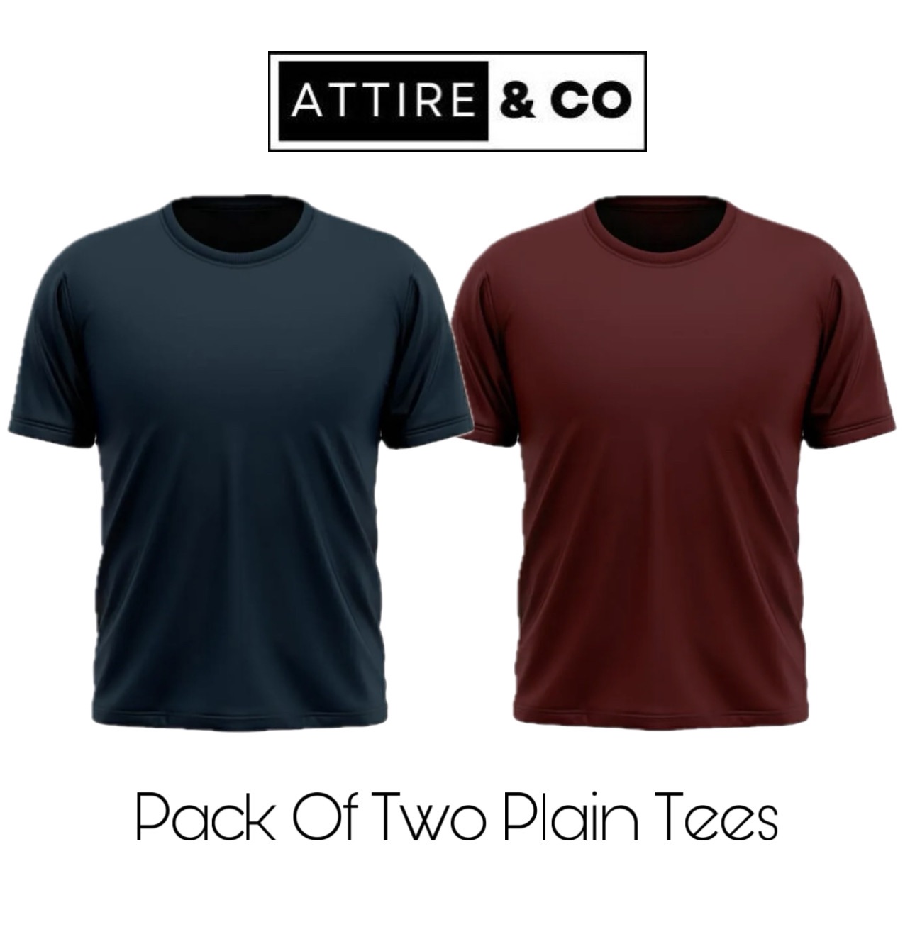 ATTIRE & CO NEW TRENDY PACK OF TWO PLAIN HALF SLEEVES TSHIRTS FOR MENS