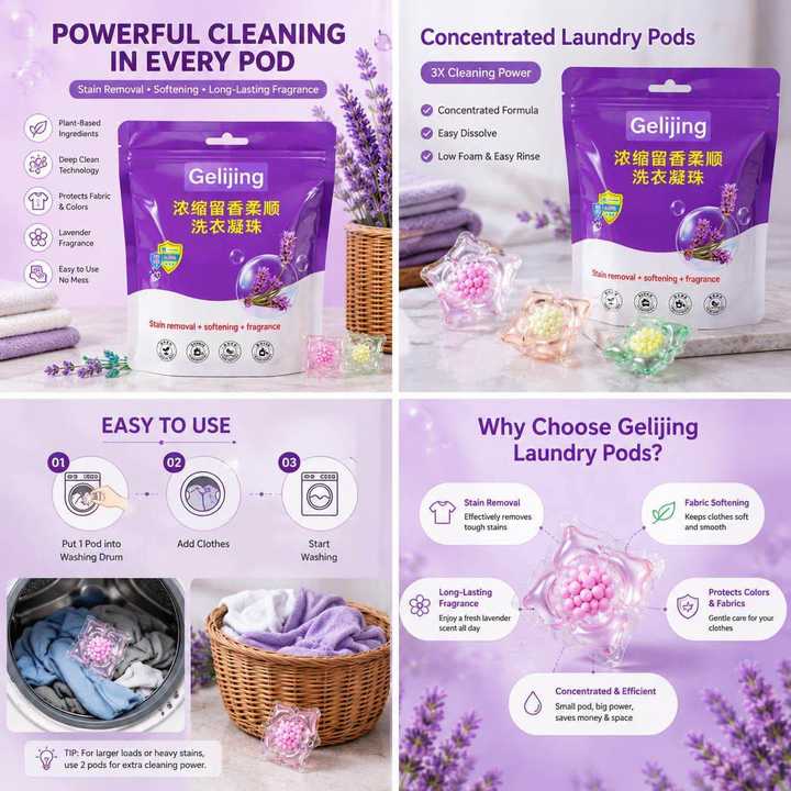 3 in 1 Laundry Detergent Pods | Washing Machine Detergent Capsules | Laundry Cleaning Pods | Stain Remover & Fresh Scent