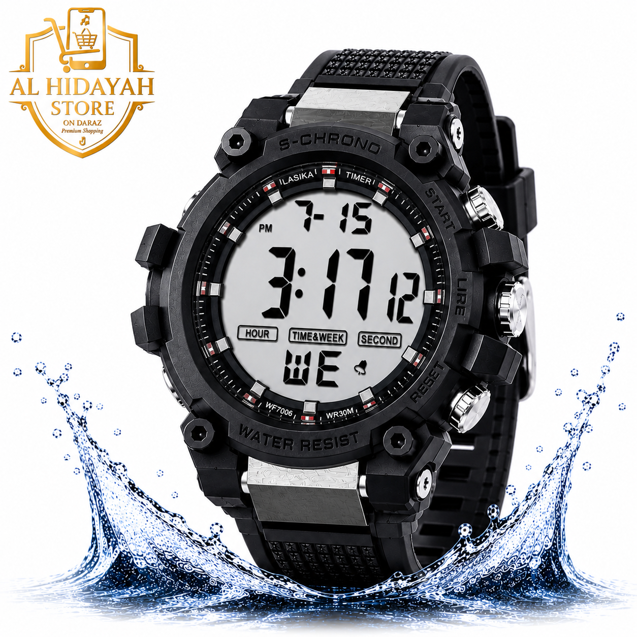 Original LASIKA S-CHRONO LED Digital Sports Watch for Men | Water Resistant | Alarm | Stopwatch | Large Display | Boys, Teens & Students | With Box